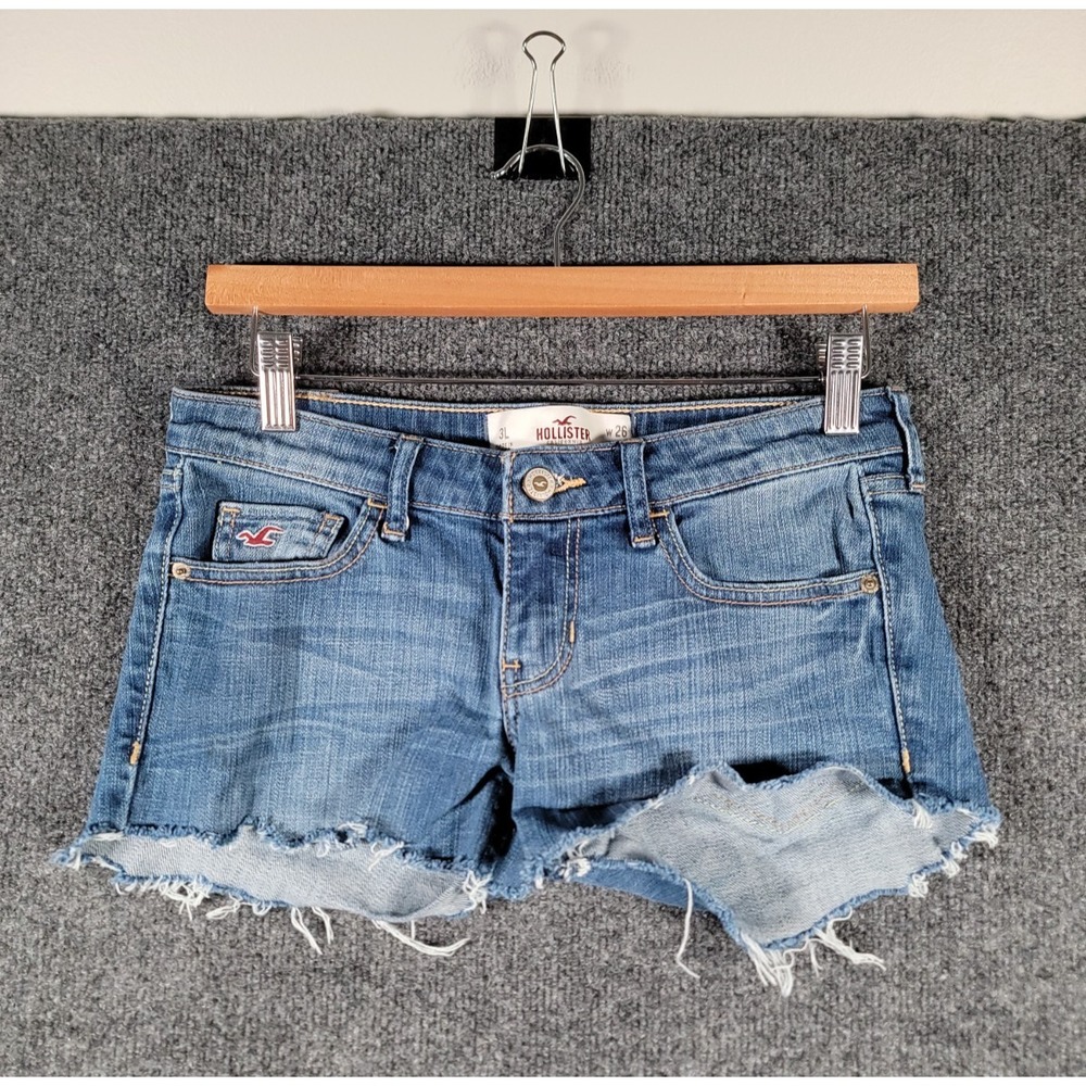 Hollister Micro Mini Low Rise Distressed Denim Shorts Womens 26 (Fits 28) Y2K